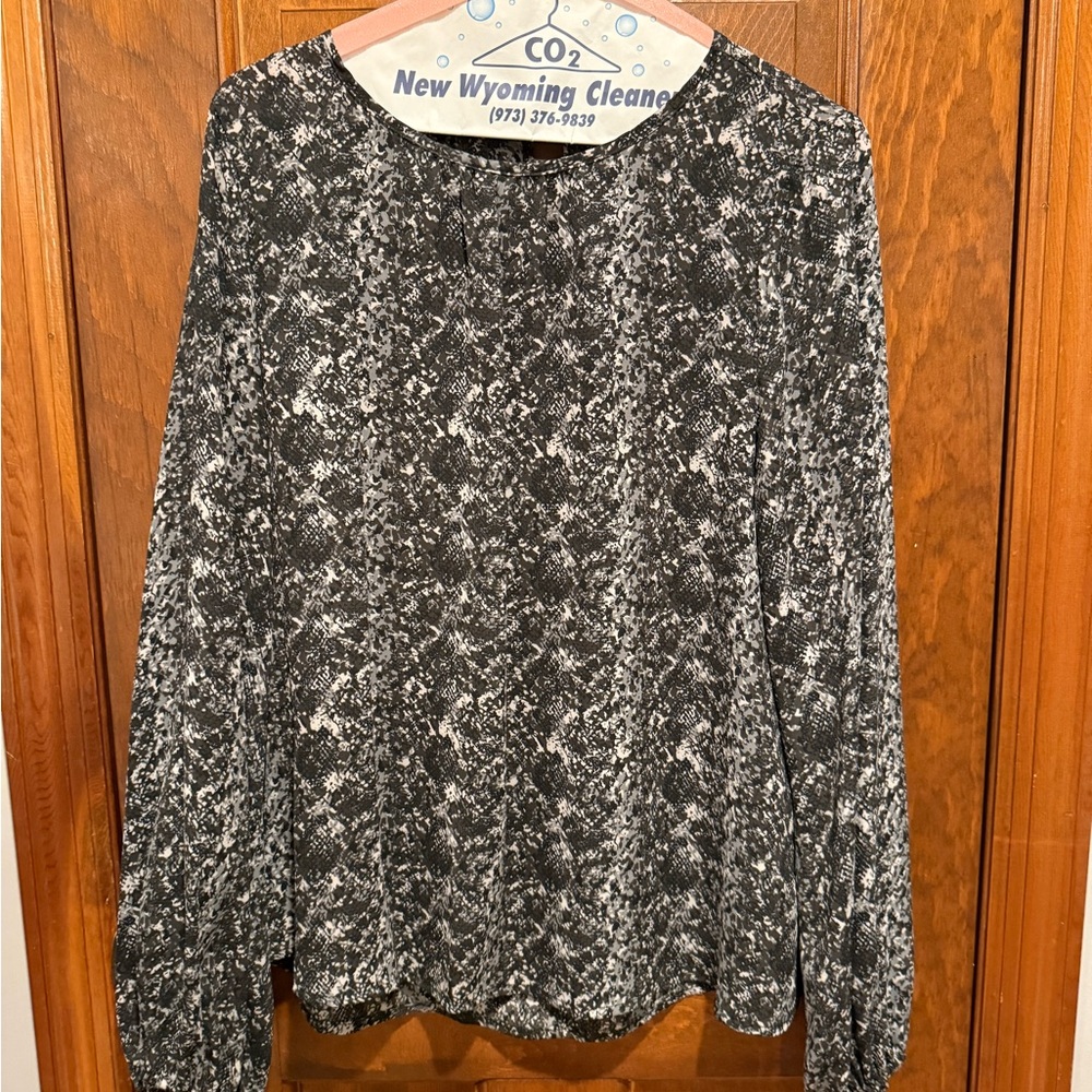 Allison Joy Black & White Abstract Print Long Sleeve Top